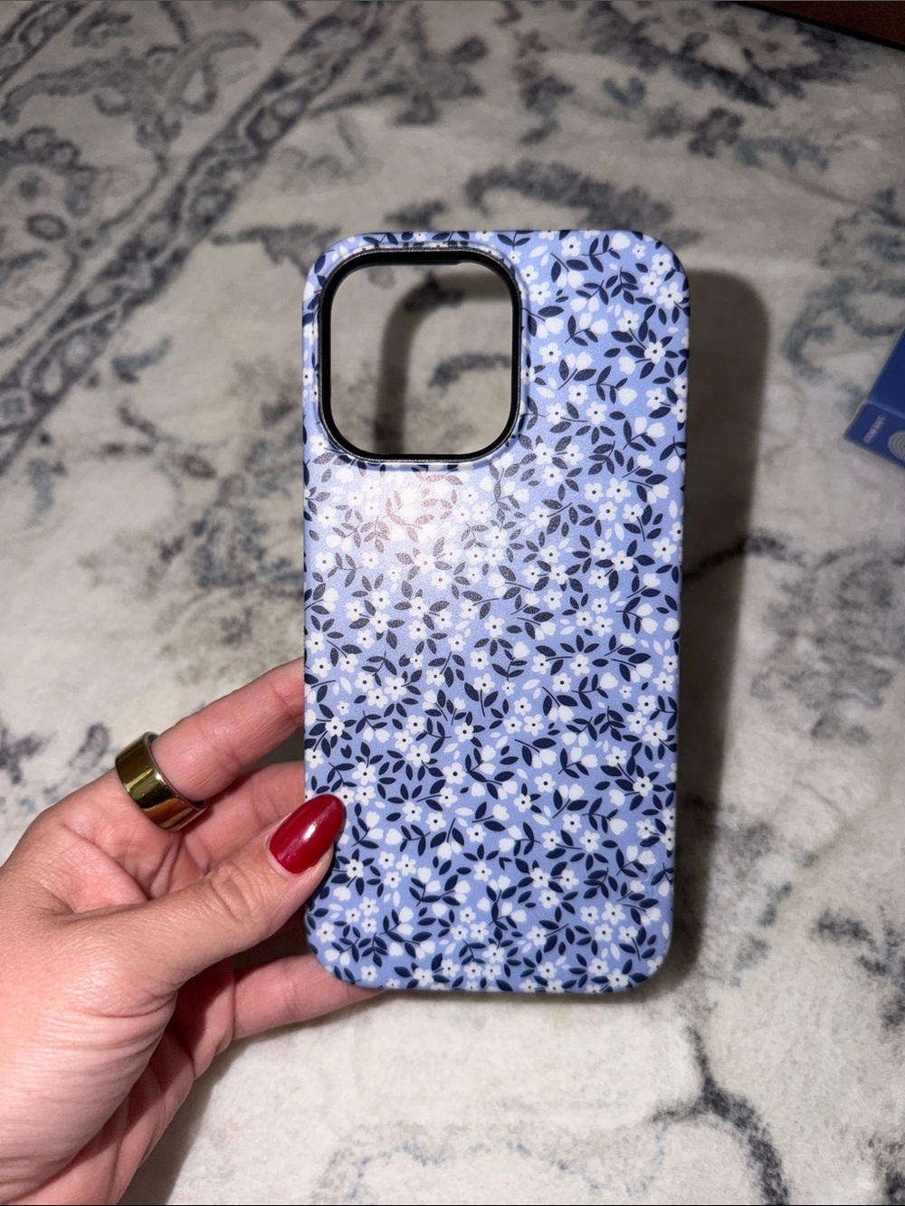 Floral Blue Protective iPhone 15 Pro Max Case